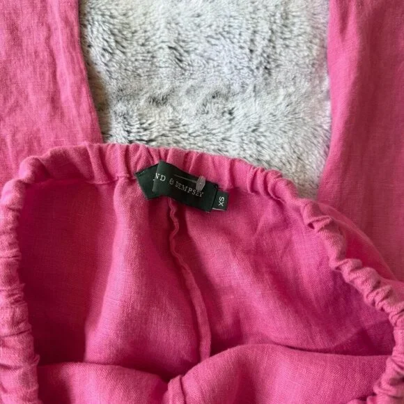 Desmond And Dempsey Pink Linen Pants - Picture 3 of 4